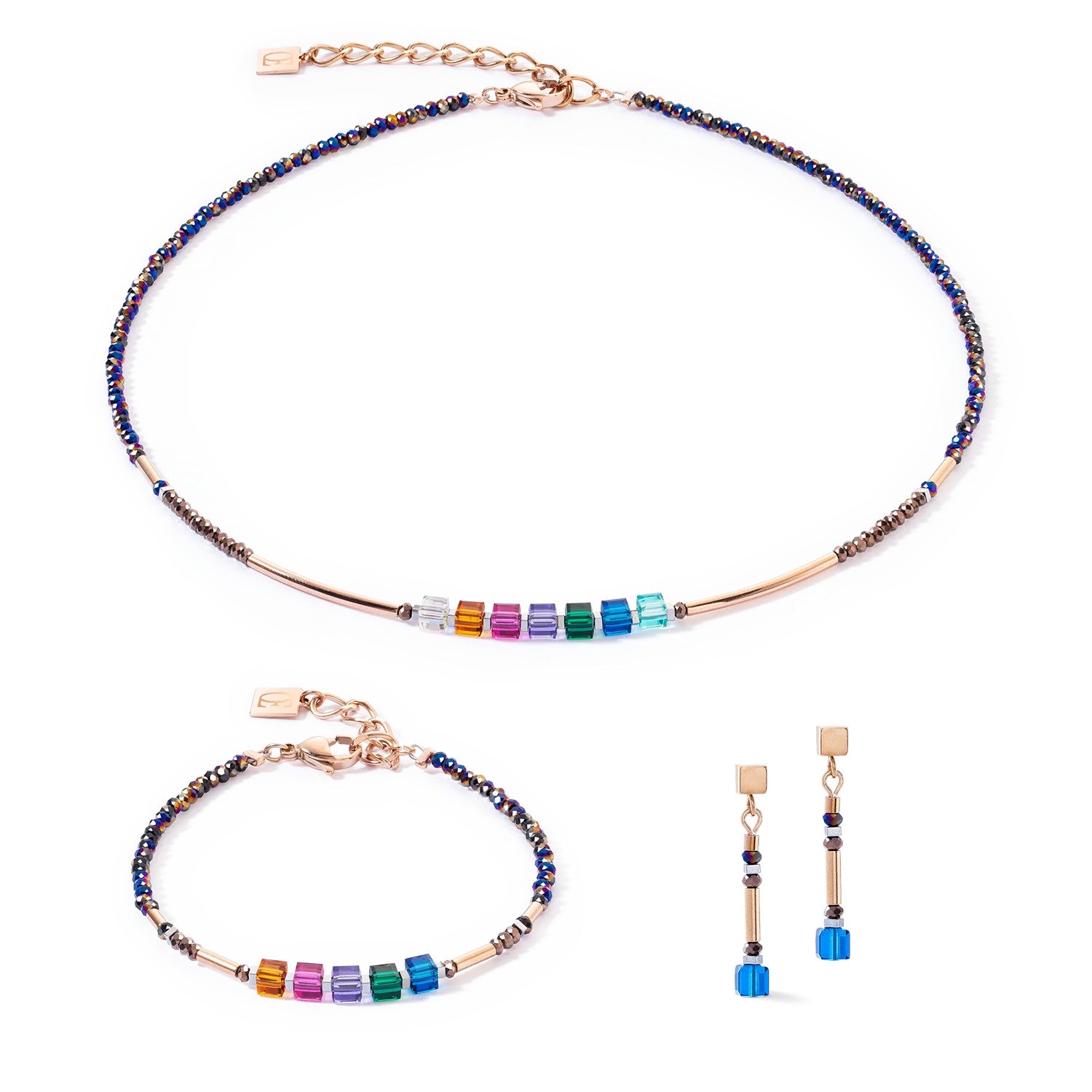 Coeur De Lion Cube Story Minimalist Sparkling Necklace Autumn set