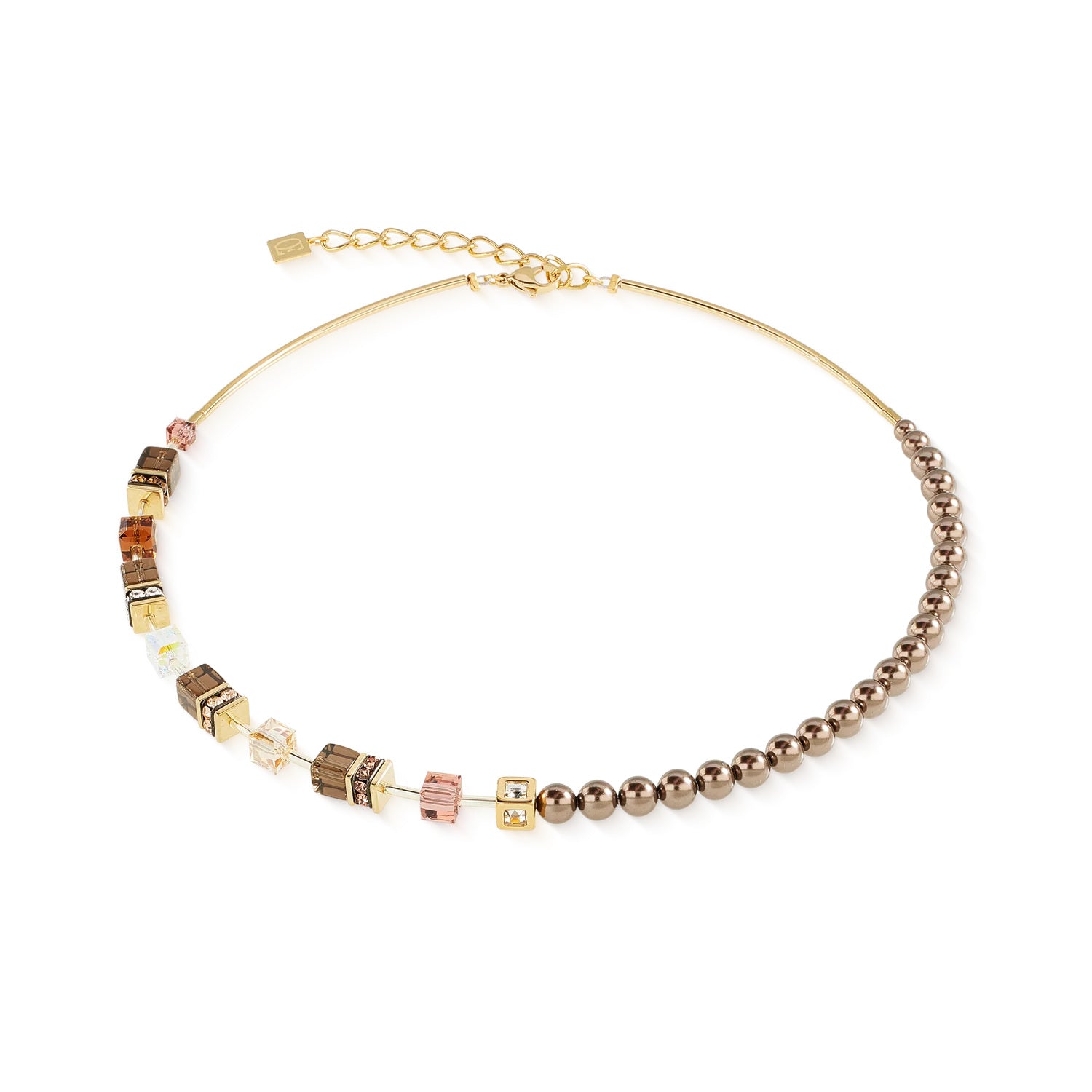 Coeur De Lion GeoCUBE® Precious Fusion Pearls Necklace Mocha Mousse