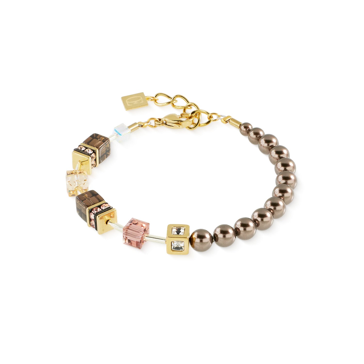 Coeur De Lion GeoCUBE® Precious Fusion Pearls Bracelet Mocha Mousse