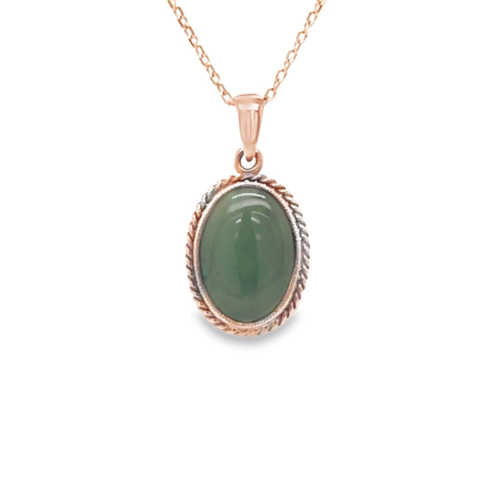 9ct Yellow Gold Oval Jade Pendant