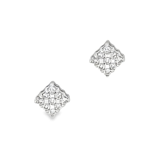 18ct White Gold Triple Row Diamond Stud Earrings
