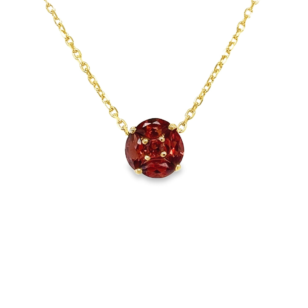 9ct Gold 5 Stone Garnet Cluster Pendant