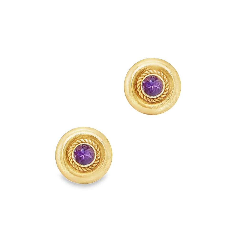 9ct Gold 5mm Amethyst Earrings