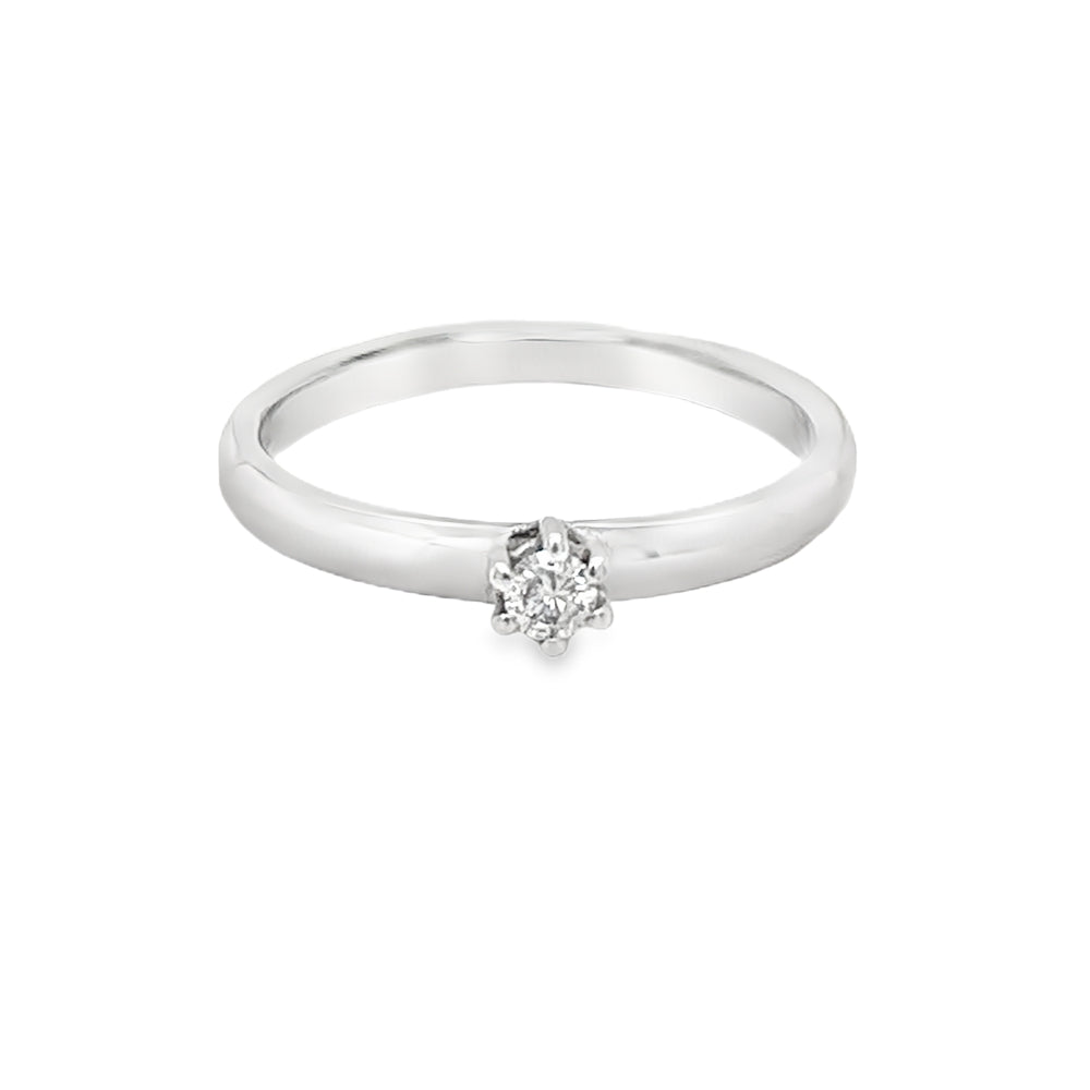 9ct White Gold Diamond Solitaire Ring 0.10ct
