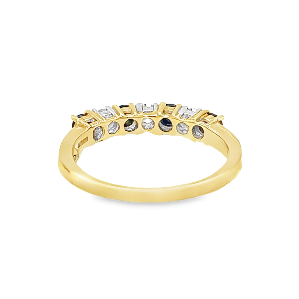 Sapphire & Diamond 7 Stone Eternity Ring 18ct Gold rear
