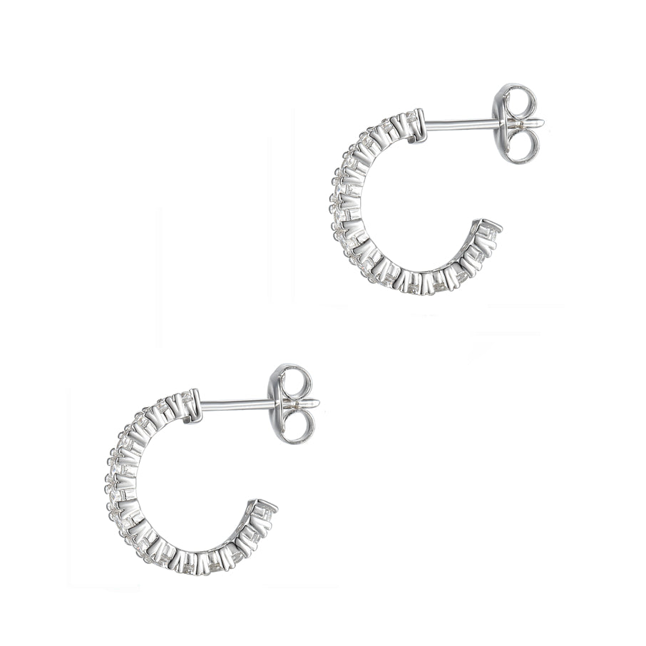 Amore Argento Claw Set CZ Half Hoop Earrings side
