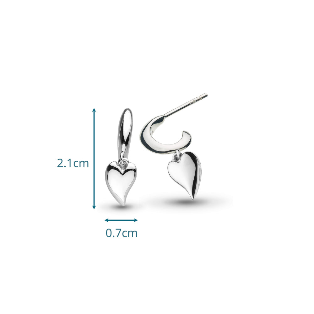 Kit Heath Desire Kiss Mini Heart Semi Hoop Drop Earring size