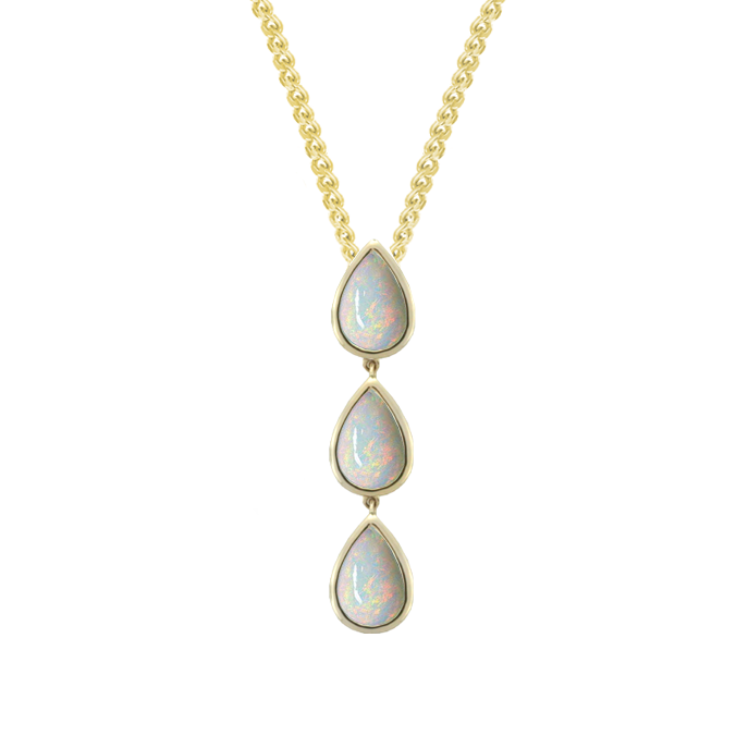 9ct Gold Triple Pear Cut Opal Pendant