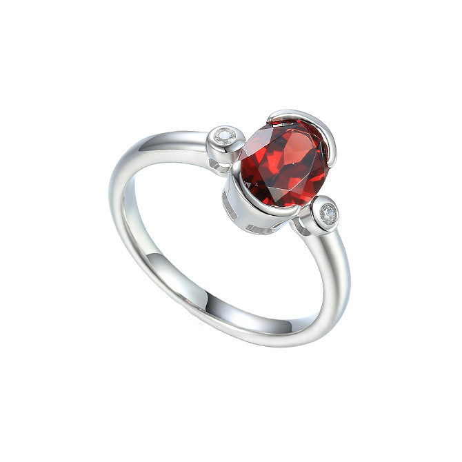 Amore Garnet & CZ Silver Ring 6154