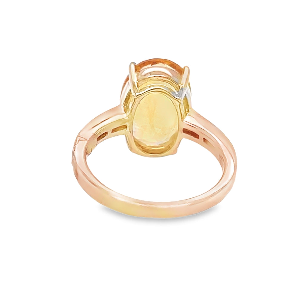 Oval Citrine & Diamond 9ct Yellow Gold Ring rear