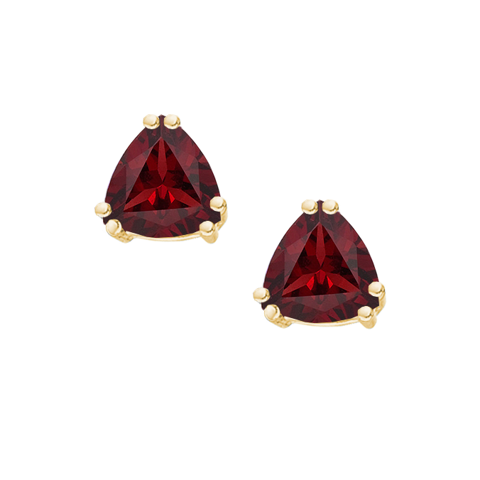 9ct Gold Trillion Garnet Stud Earrings by Amore
