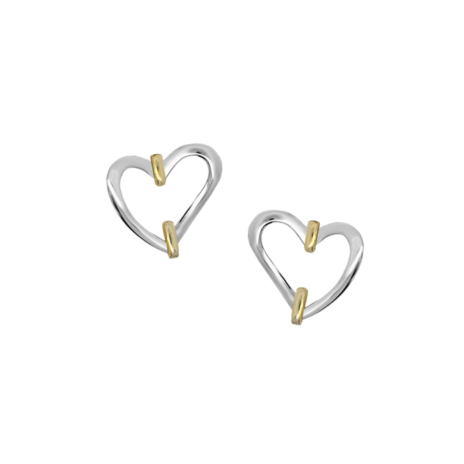 9ct White Gold Heart Earrings by Amore