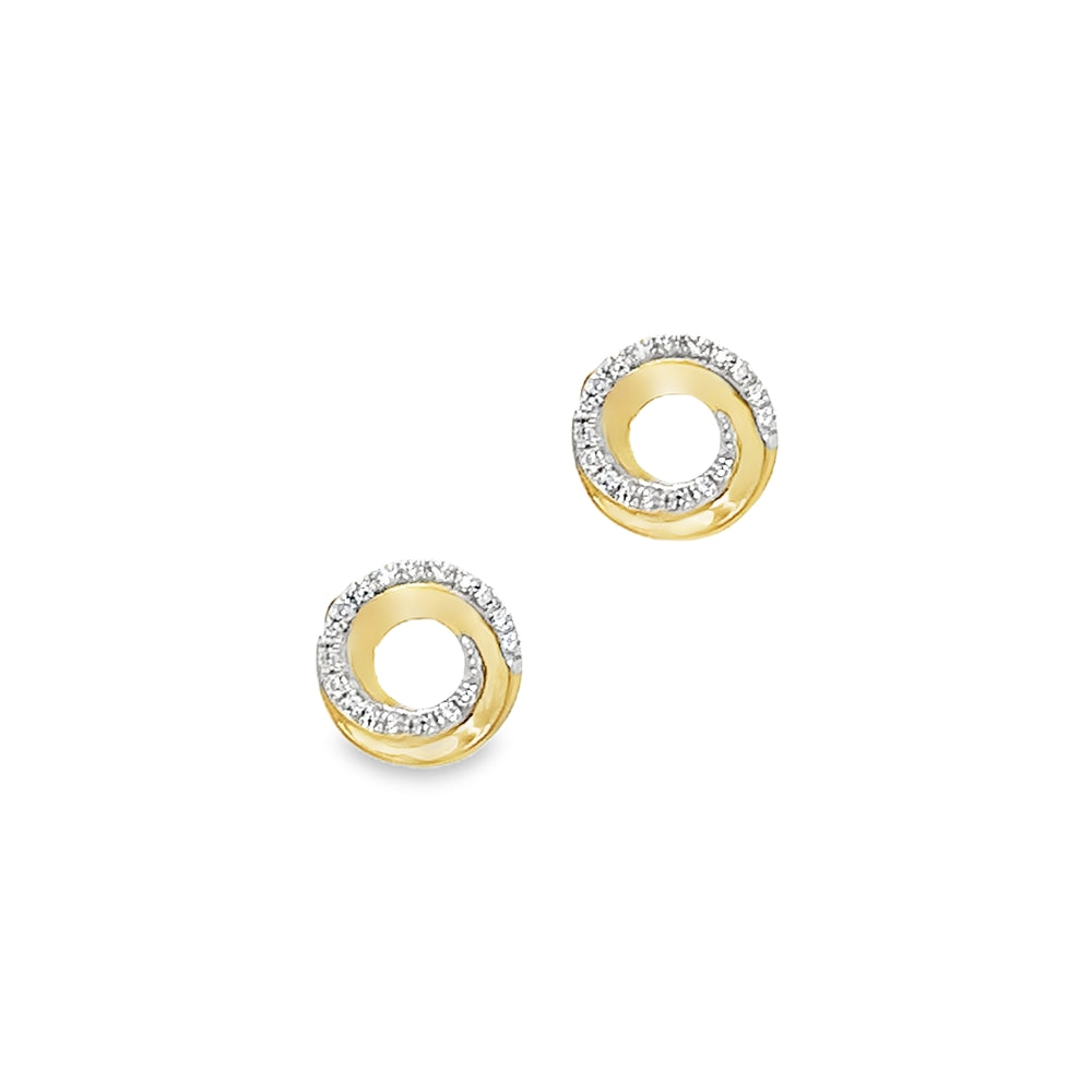9ct Gold Diamond Twist Circle Earrings by Amore