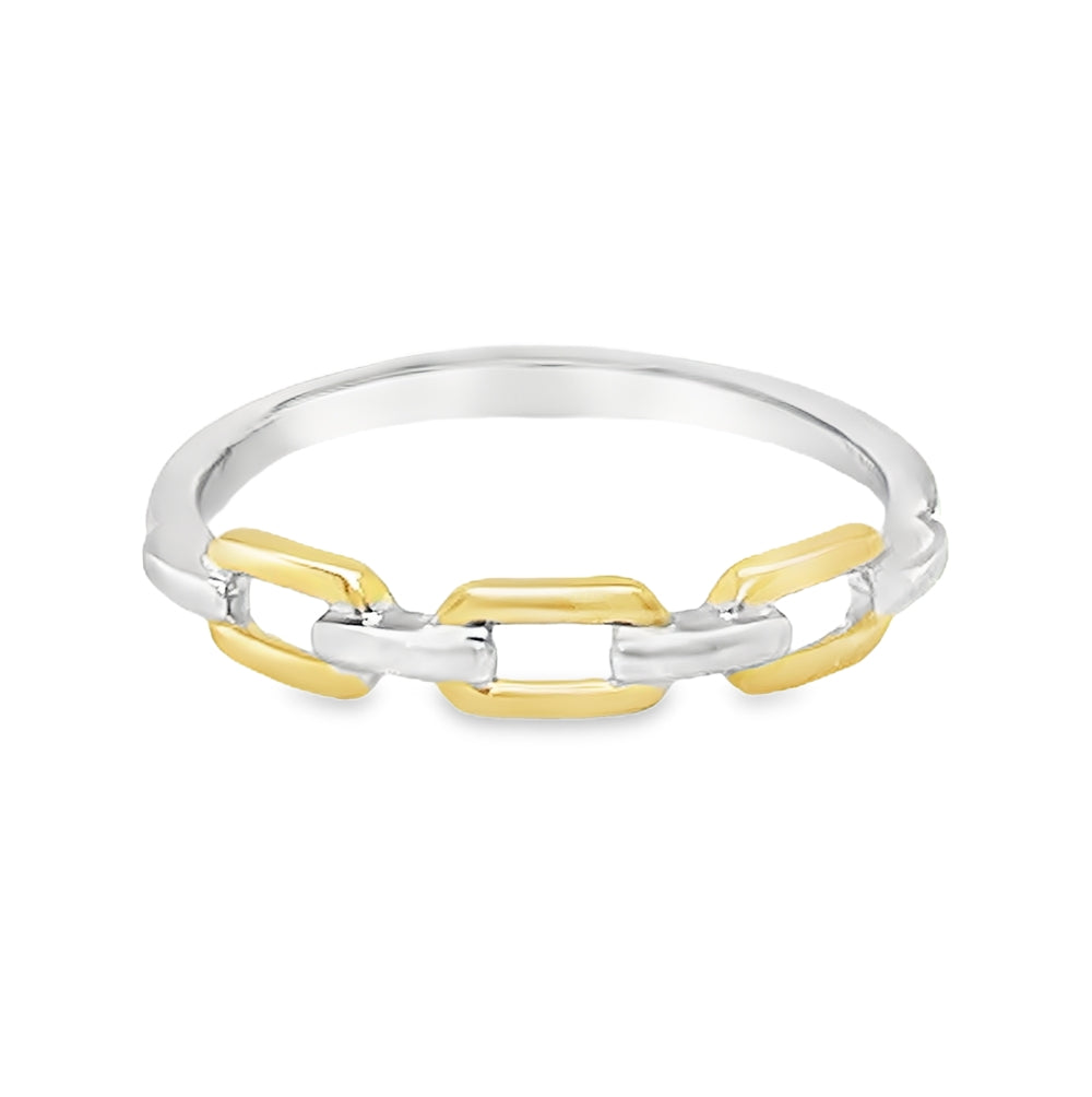 9ct White & Yellow Gold Chain Stacker Ring by Amore