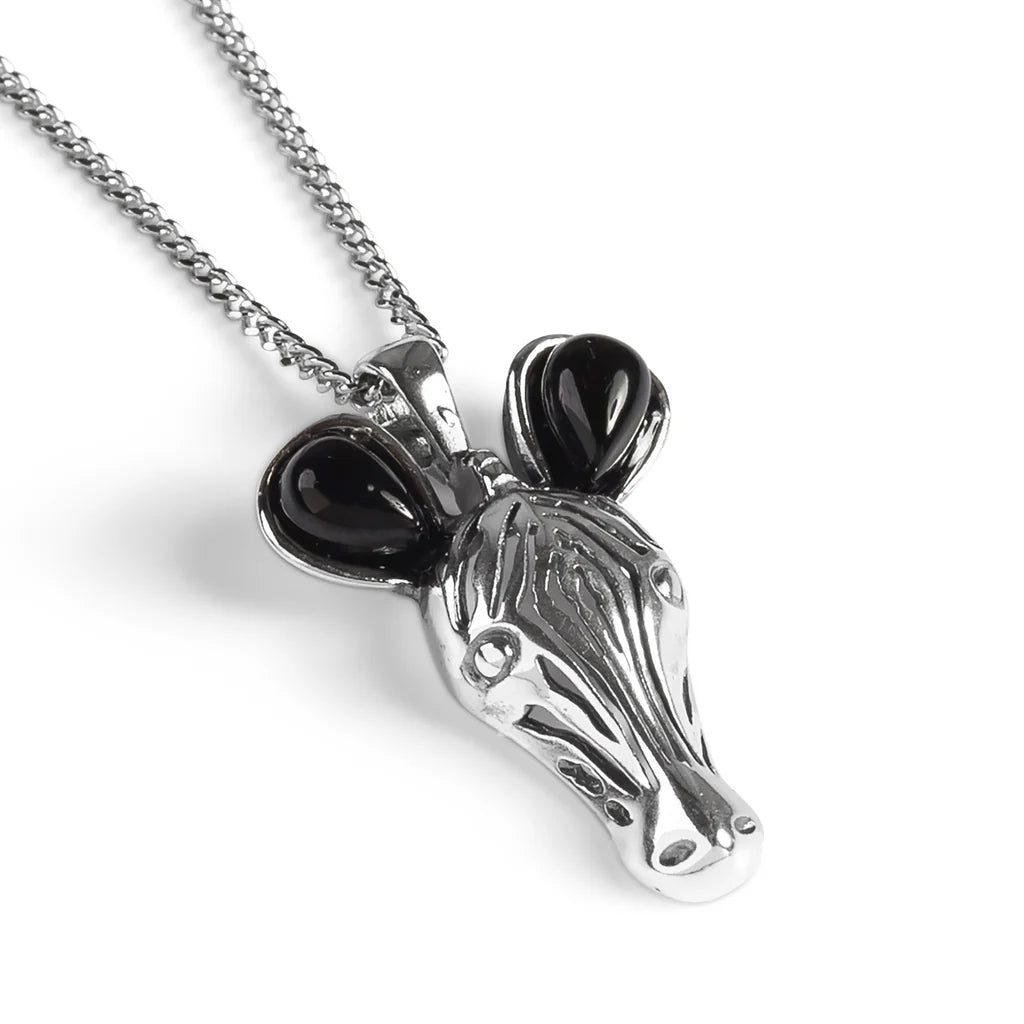 Henryka Zebre Necklace in Silver and Cherry Amber