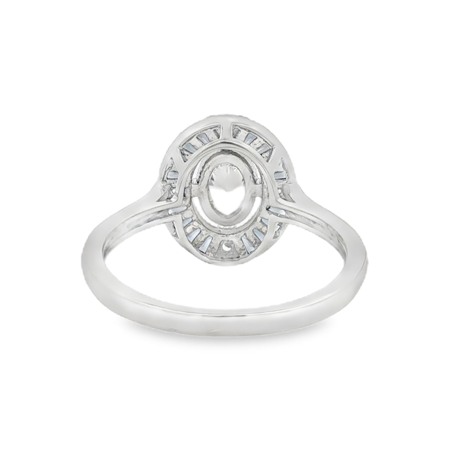 Sterling Silver Deco Style Blue & White CZ Ring rear