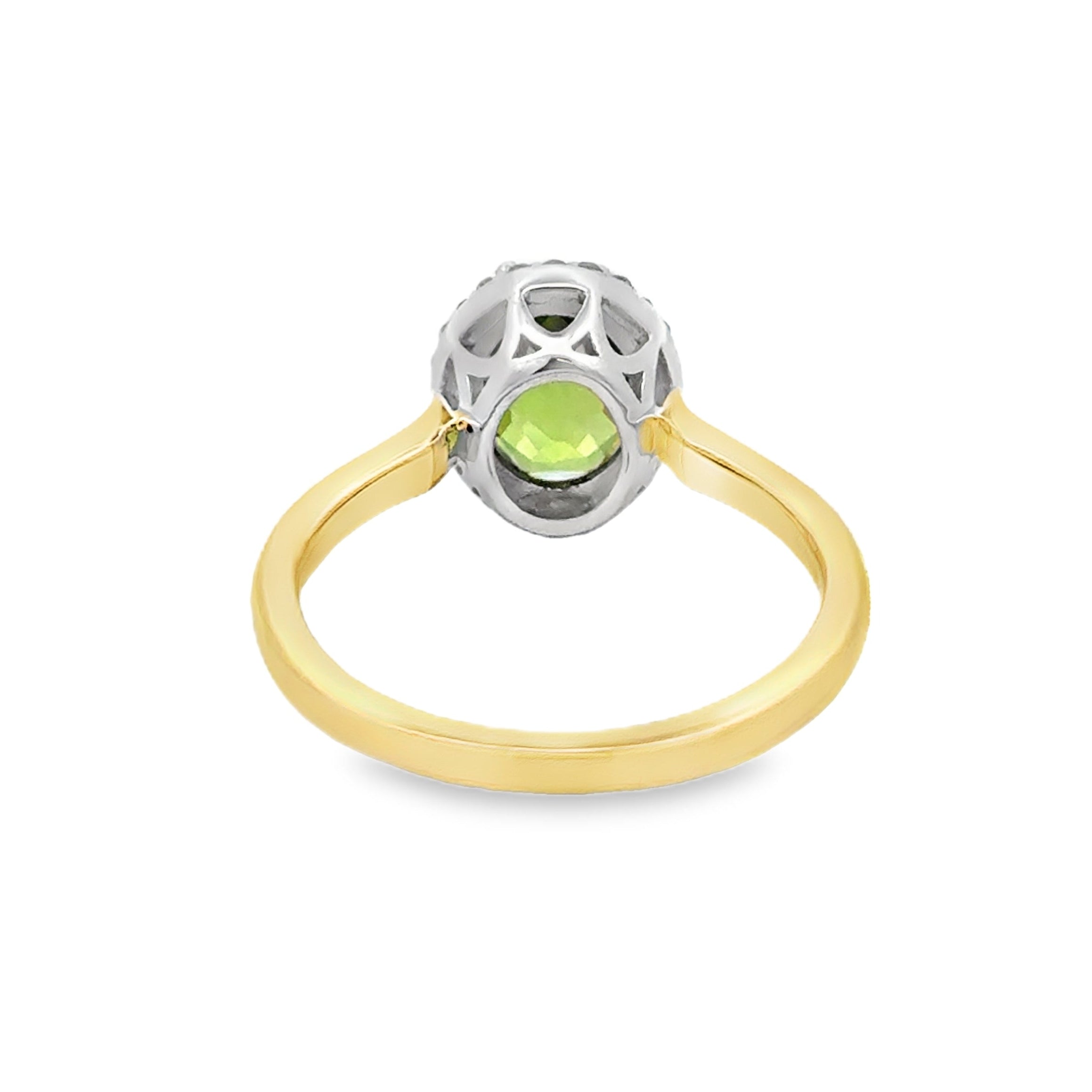 Peridot & Diamond Oval Halo Ring 9ct Gold