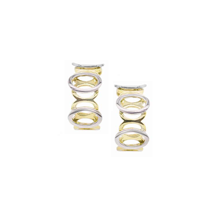 Amore 2 Colour Gold Half Hoop Earrings