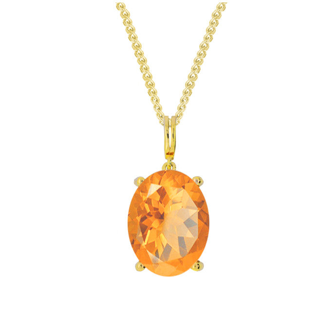 9ct Gold Claw Set Oval Citrine Liberate Pendant by Amore