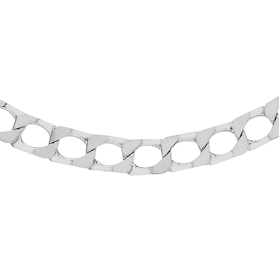Sterling Silver Men's Square Curb Chain 20 Inch