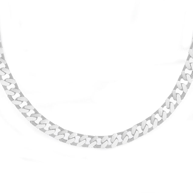 Sterling Silver Men's Flat Squared Curb Chain 20 Inch