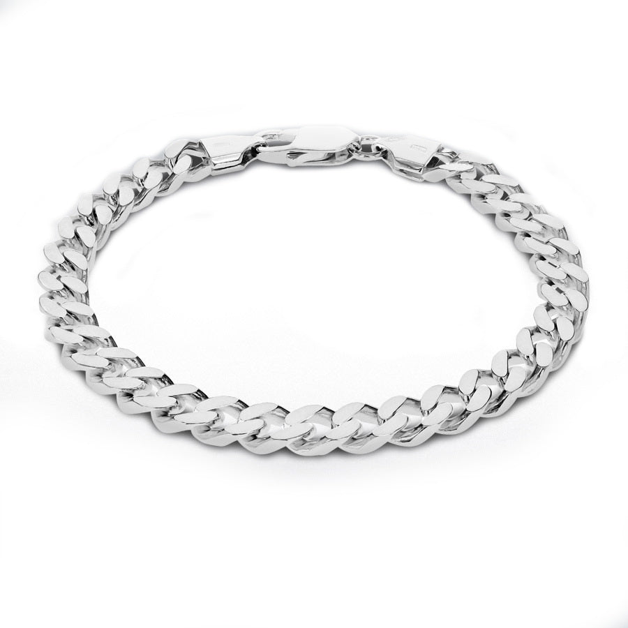 Sterling Silver Men's Square Curb Bracelet