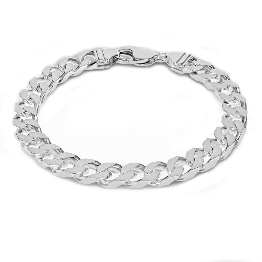Sterling Silver Men's 8mm Flat Curb Bracelet