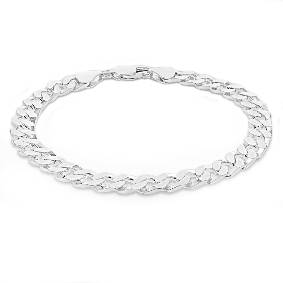 Sterling Silver Men's Flat Squared Curb Bracelet