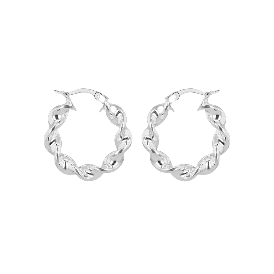 Sterling Silver 24mm Twisted Hoop Earrings