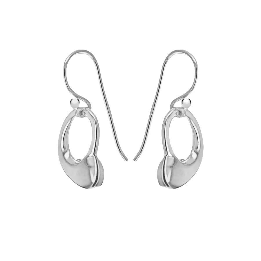 Sterling Silver Open Heart Hook Drop Earrings