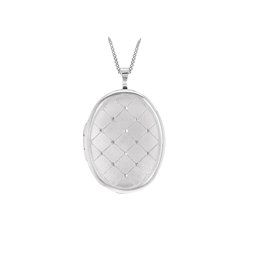 Sterling Silver Oval Quilted Pattern Locket