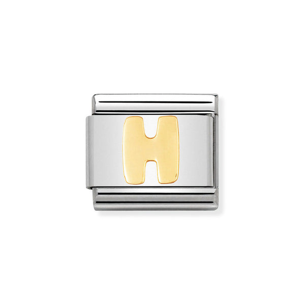 Nomination Classic Link Letter H Charm in Bonded Yellow Gold