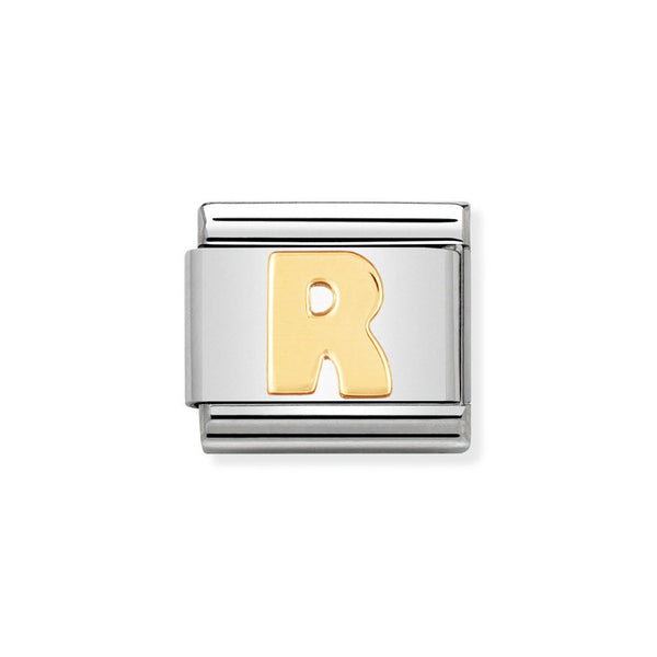 Nomination Classic Link Letter R Charm in Bonded Yellow Gold