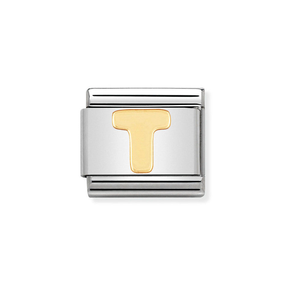 Nomination Classic Link Letter T Charm in Bonded Yellow Gold