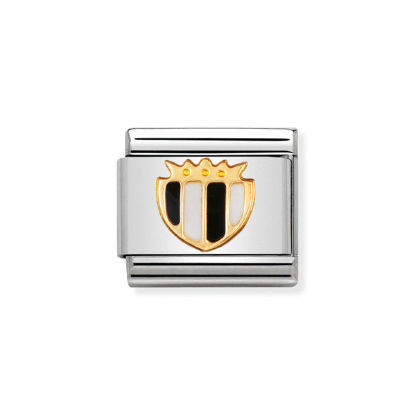Nomination Classic Link Black & White Shield Charm in Gold