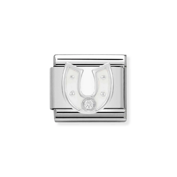 Nomination Classic Link CZ White Horseshoe Charm in Silver