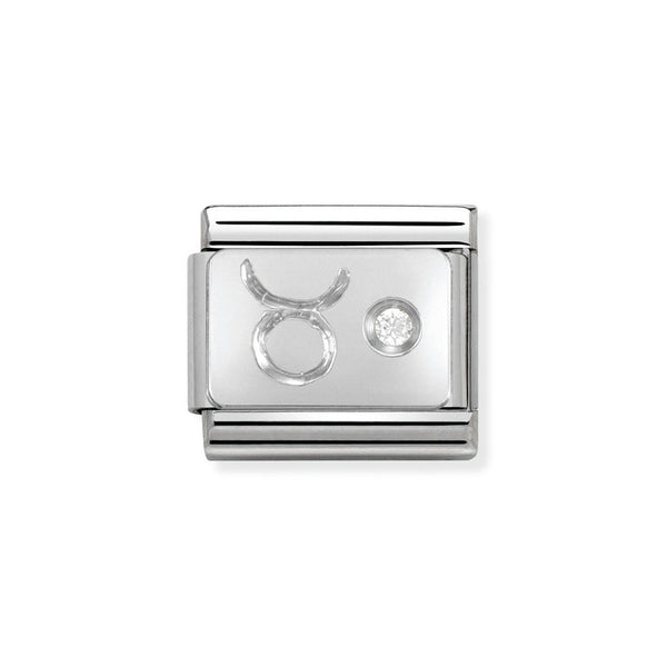 Nomination Classic Link Taurus Charm in Silver with Cubic Zirconia