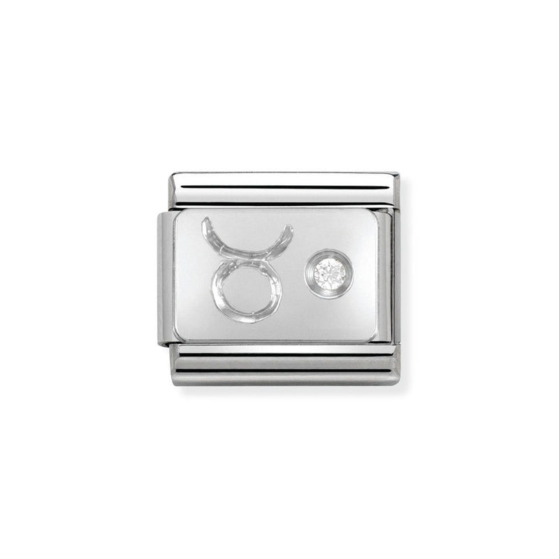 Nomination Classic Link Taurus Charm in Silver with Cubic Zirconia