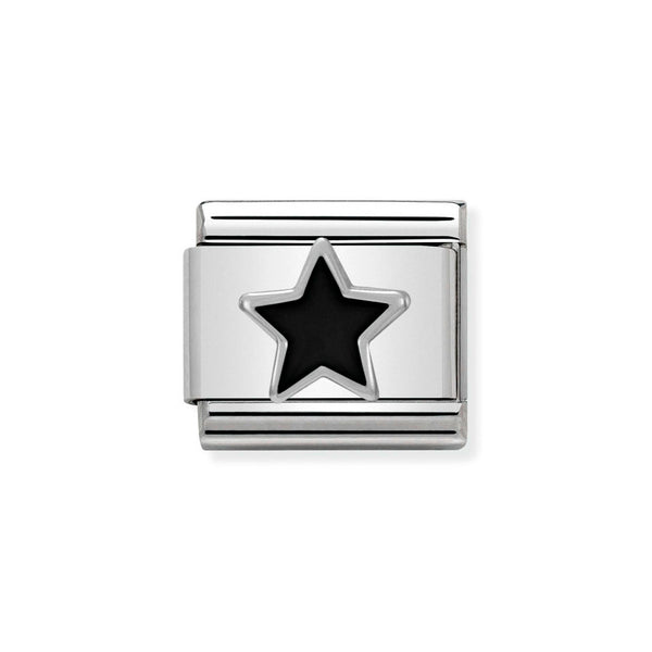Nomination Classic Link Black Star Charm in Silver