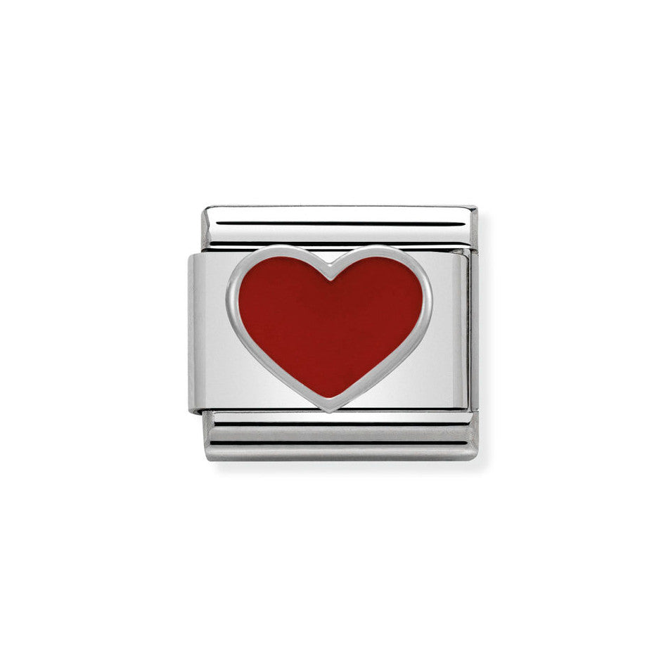 Nomination Classic Link Red Heart Charm in Silver