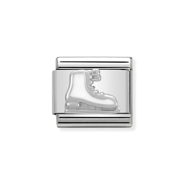 Nomination Classic Link White Ice Skate Charm in Silver