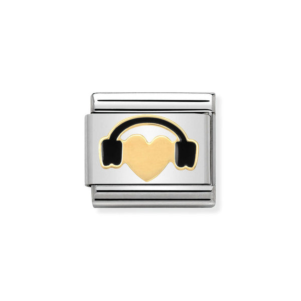 Nomination Classic Link Heart with Headphones Charm in Gold