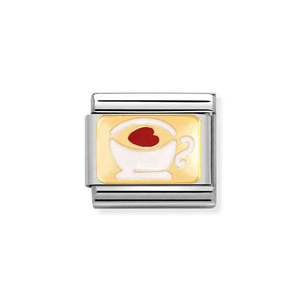 Nomination Classic Link Tea Cup Heart Charm in Gold