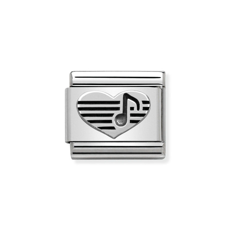 Nomination Classic Link Heart with Music Note Charm in Silver