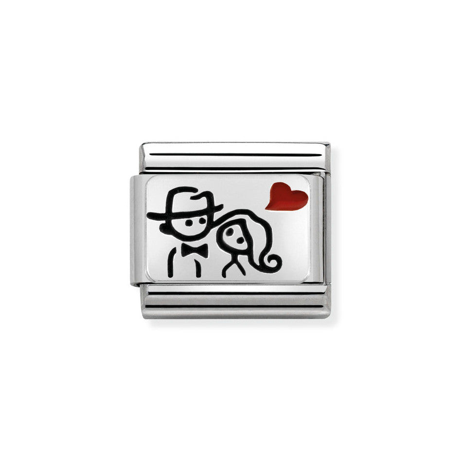 Nomination Classic Link Couple with Heart Charm in Silver