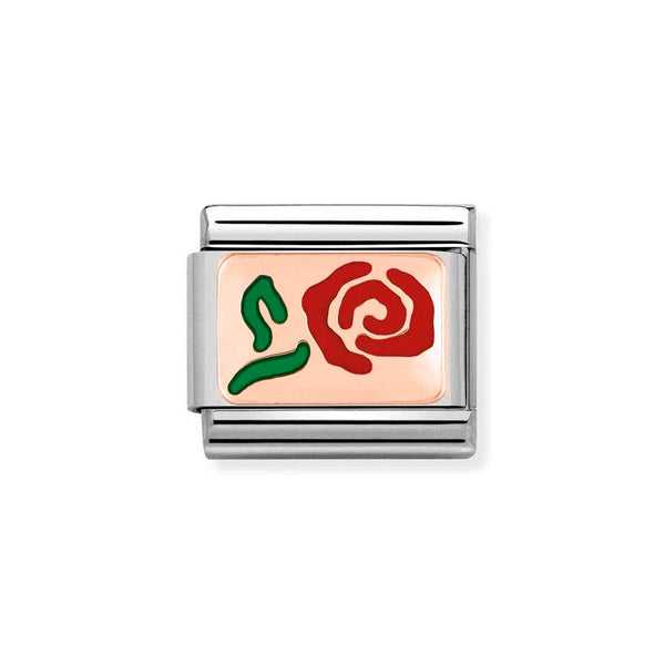 Nomination Classic Link Red Rose Charm in Rose Gold