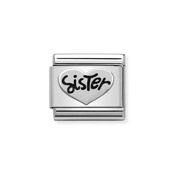 Nomination Classic Link Sister Heart Charm in Silver