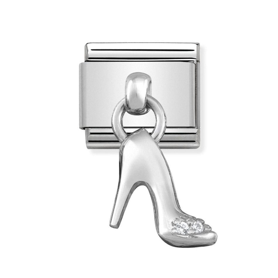 Nomination Classic Link Pendant CZ High Heel Shoe Charm in Silver