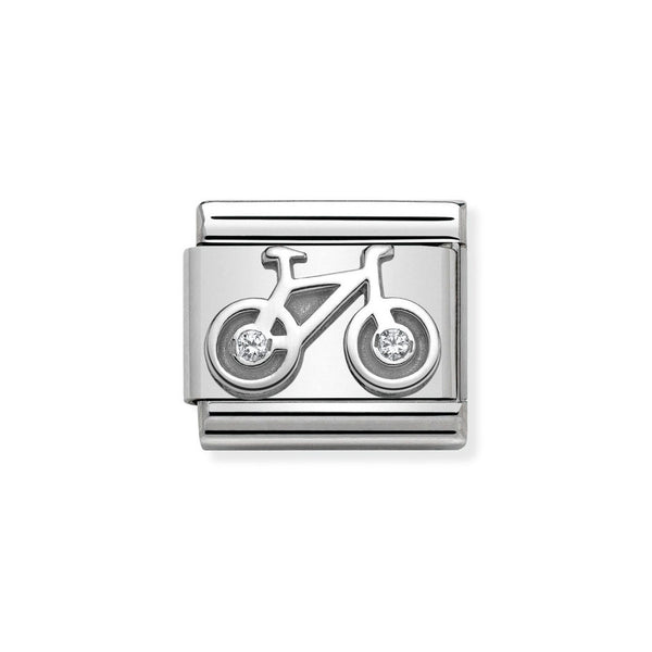 Nomination Classic Link Bike with CZ Charm in Silver