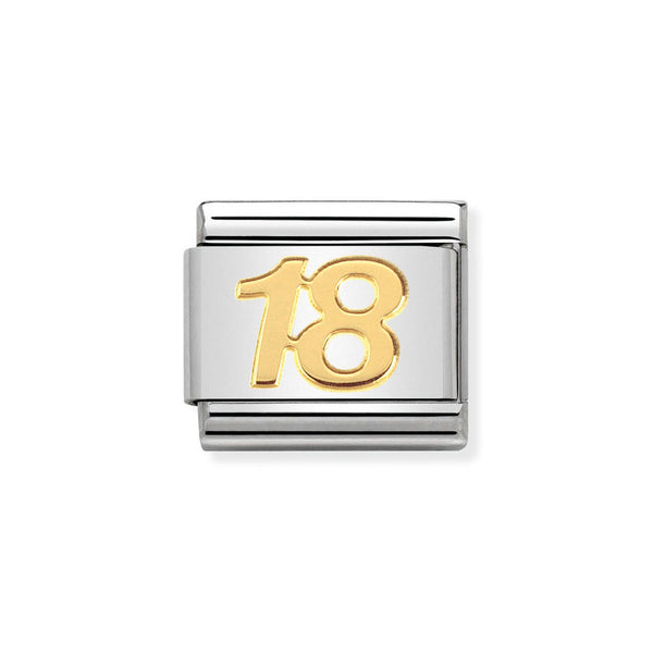 Nomination Classic Link Number 18 Charm in Bonded Yellow Gold